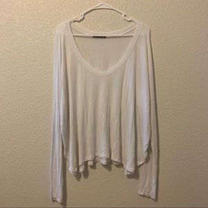 Brandy Melville White Slouchy Long-Sleeve Shirt